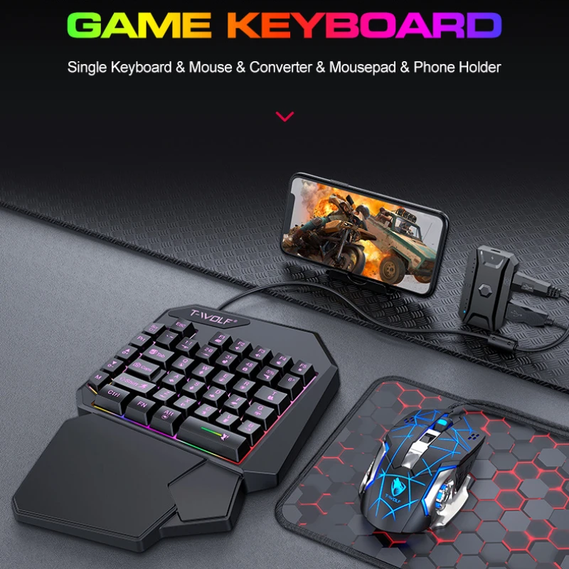 T-WOLF TF900 tek elle klavye t - Gaming Accessories For Your Phone incelemesi ve fiyatı