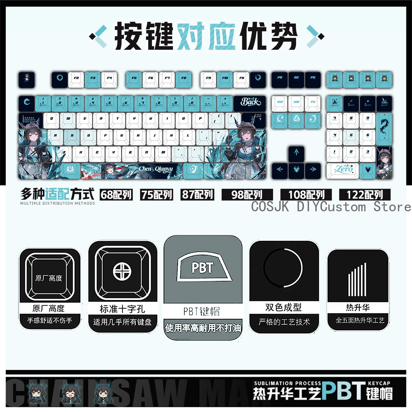 122 Tuşları Anime Chen Qianyu  - Gaming Accessories incelemesi ve fiyatı